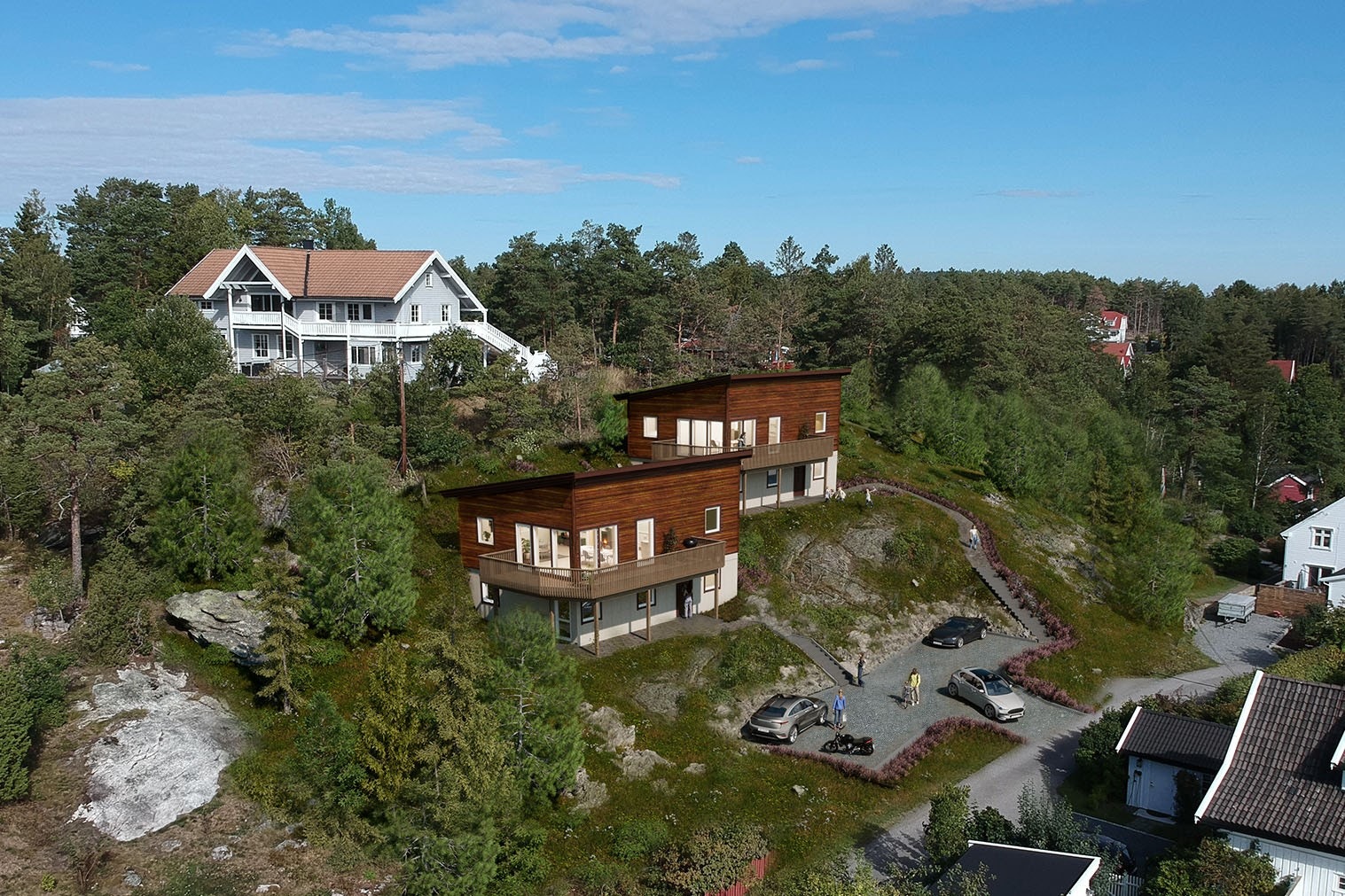 Illustrasjon av eiendommen ferdig opparbeidet. Galleribilde