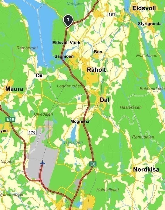 Kartutsnitt Gardermoen-Ormlia Næringsområde. Galleribilde