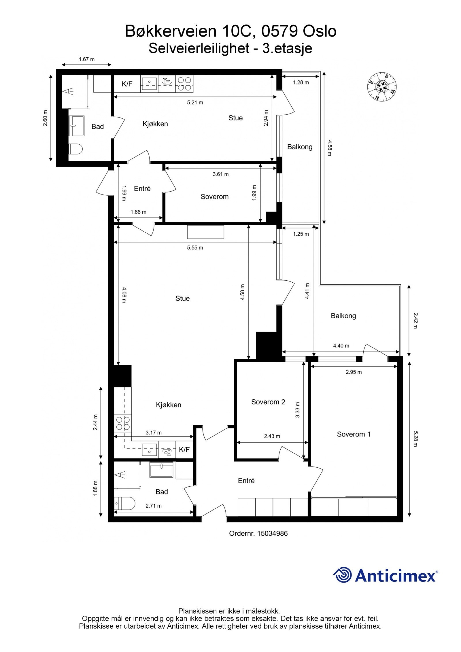 Plantegning av boligen (hoveddel + utleiedel). Galleribilde