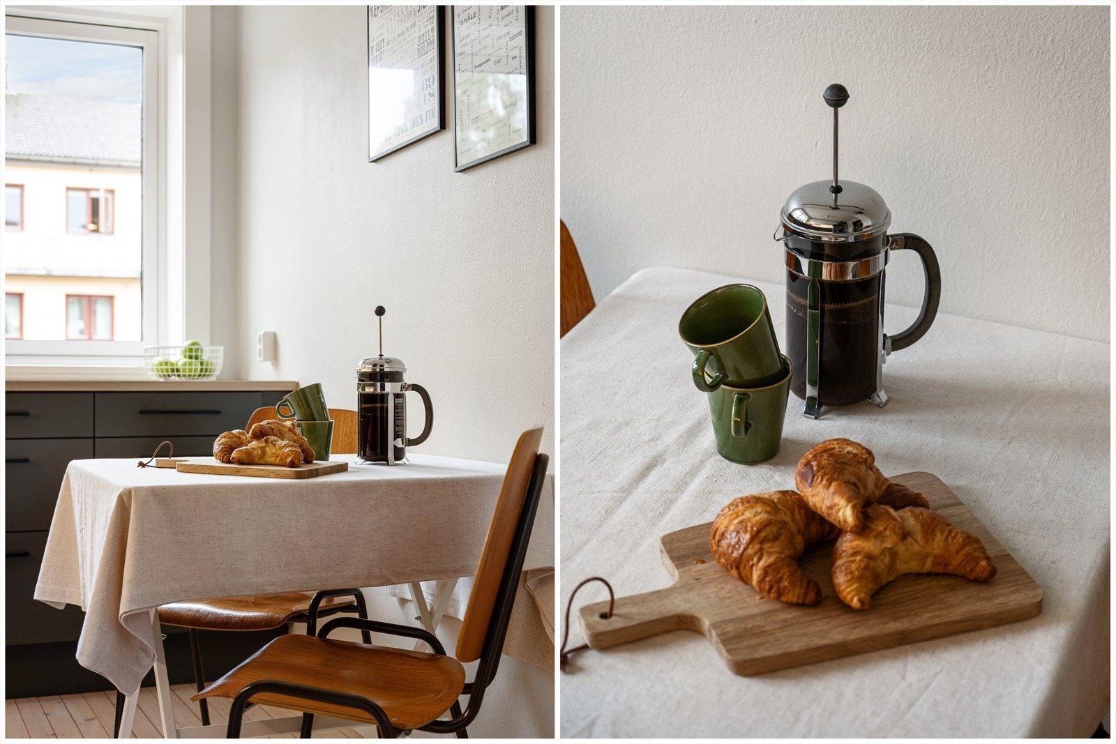 Hyggelig frokostbord på kjøkken. Galleribilde
