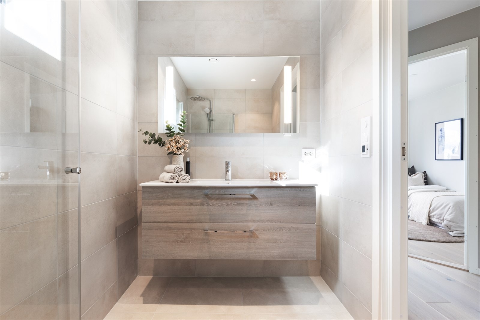 Denne etasjen byr også på et delikat bad Galleribilde