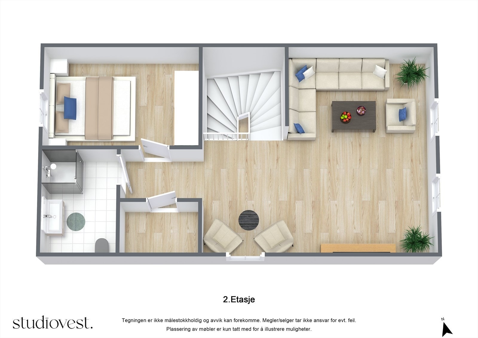 Planskisse 2.Etasje 3D Galleribilde