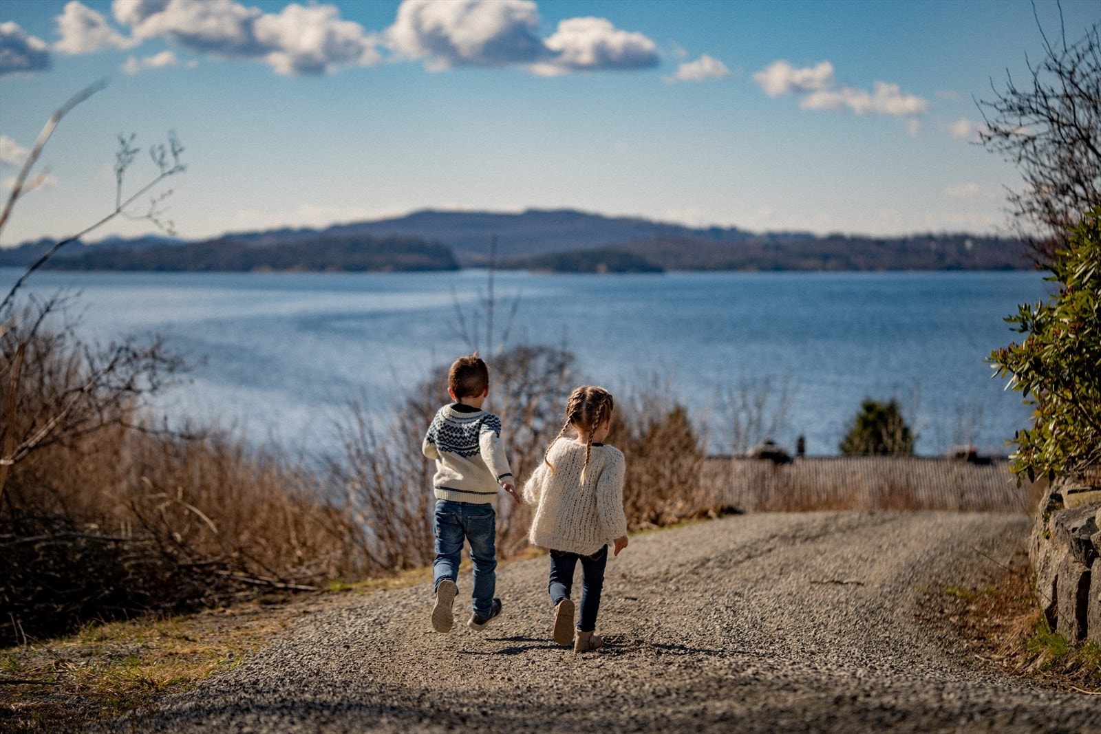 Det er kort gange fra tomtene og ned til båthavna. Galleribilde