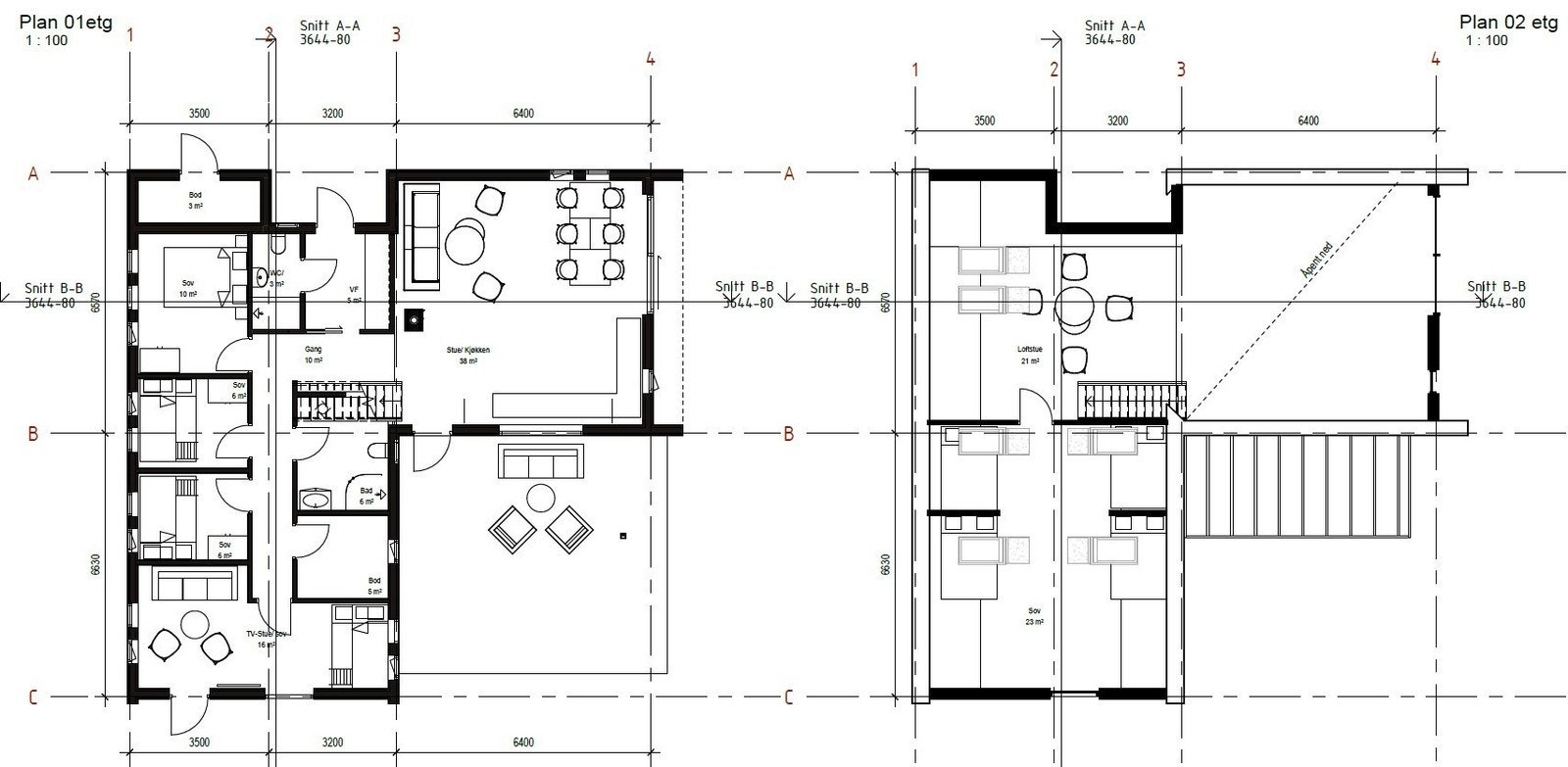 Plantegning hyttetype Hjelmeland 140 Galleribilde