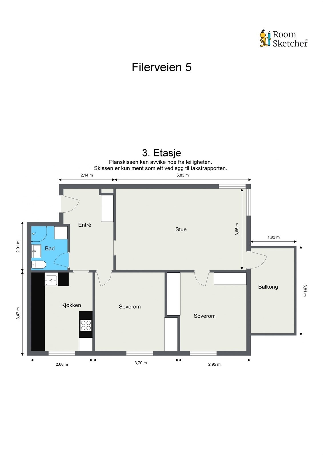 Plantegning med mål. Galleribilde