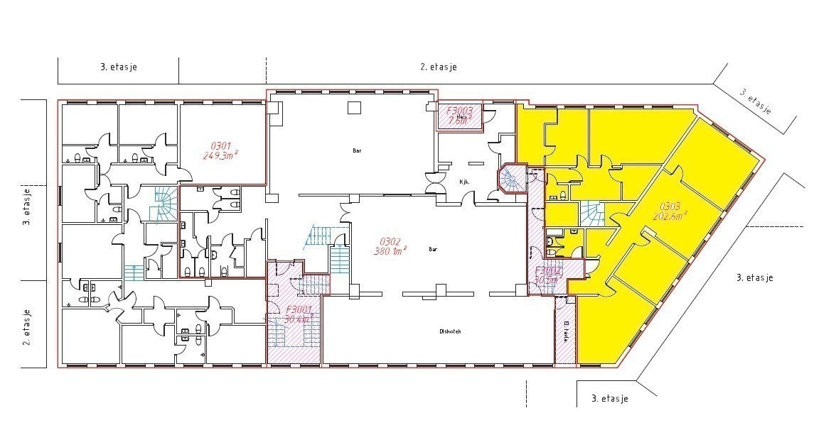 3. etasje. Plantegning kontor 303 Galleribilde