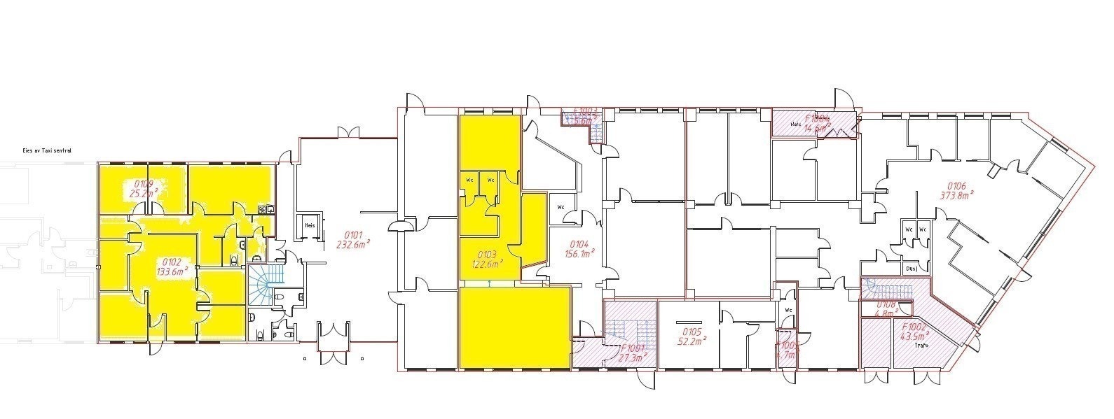 1. etasje. Plantegning viser kontor 103, 102/109 Galleribilde