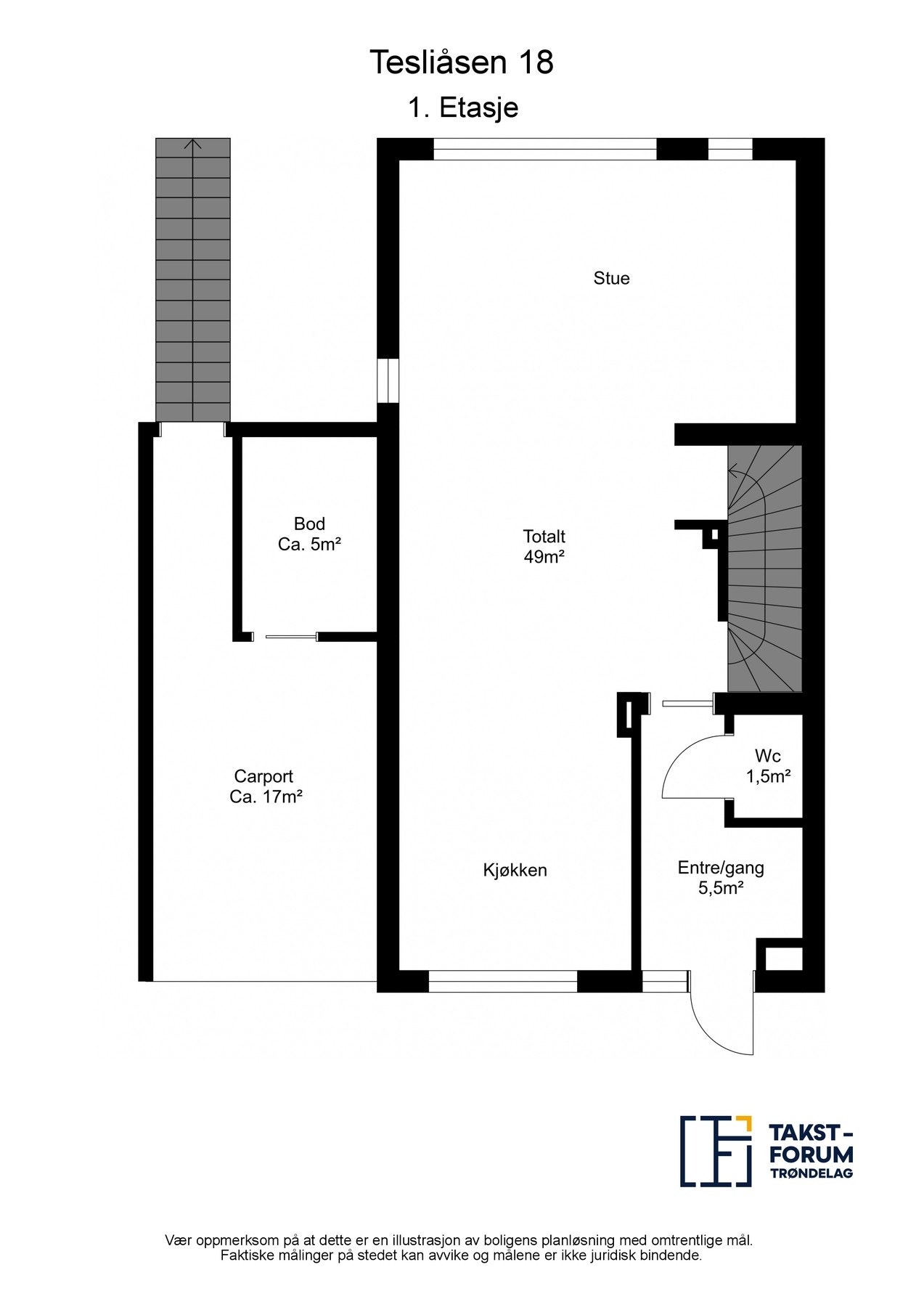 Planskisse med areal - 1.etasje Galleribilde