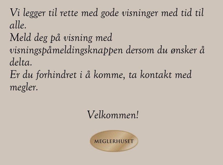 Informasjon vedrørende visningspåmelding. Galleribilde