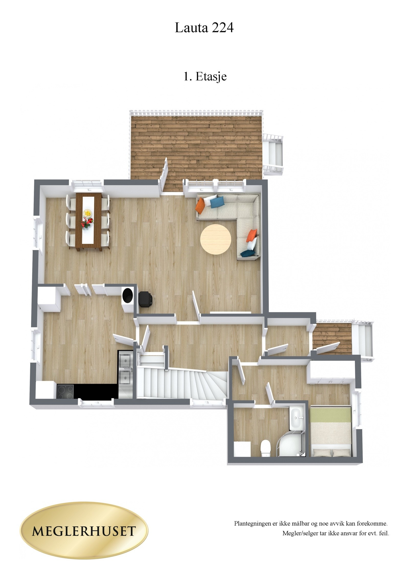 Plantegning 1.etasje 3D. Galleribilde