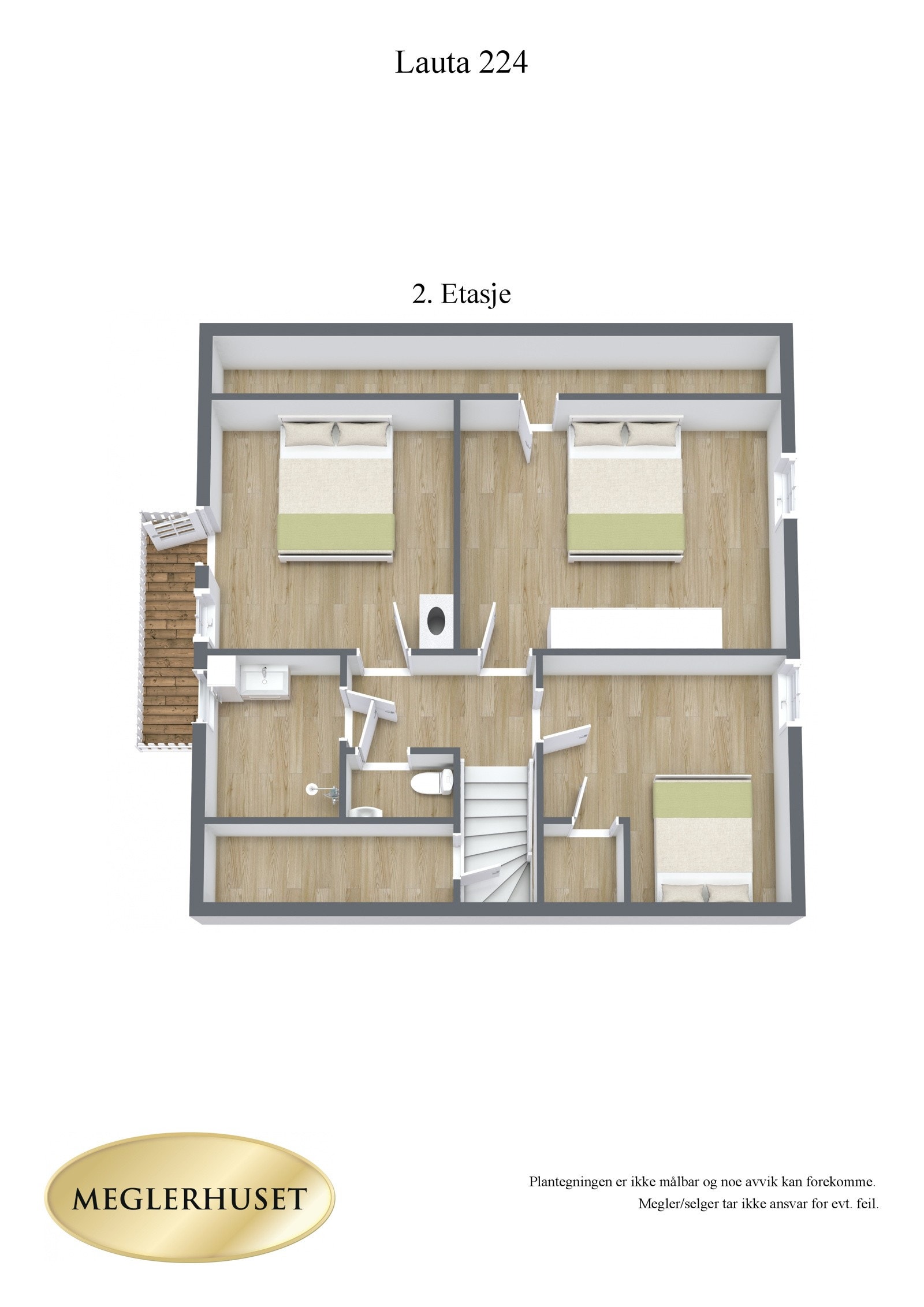 Plantegning 2.etasje 3D. Galleribilde