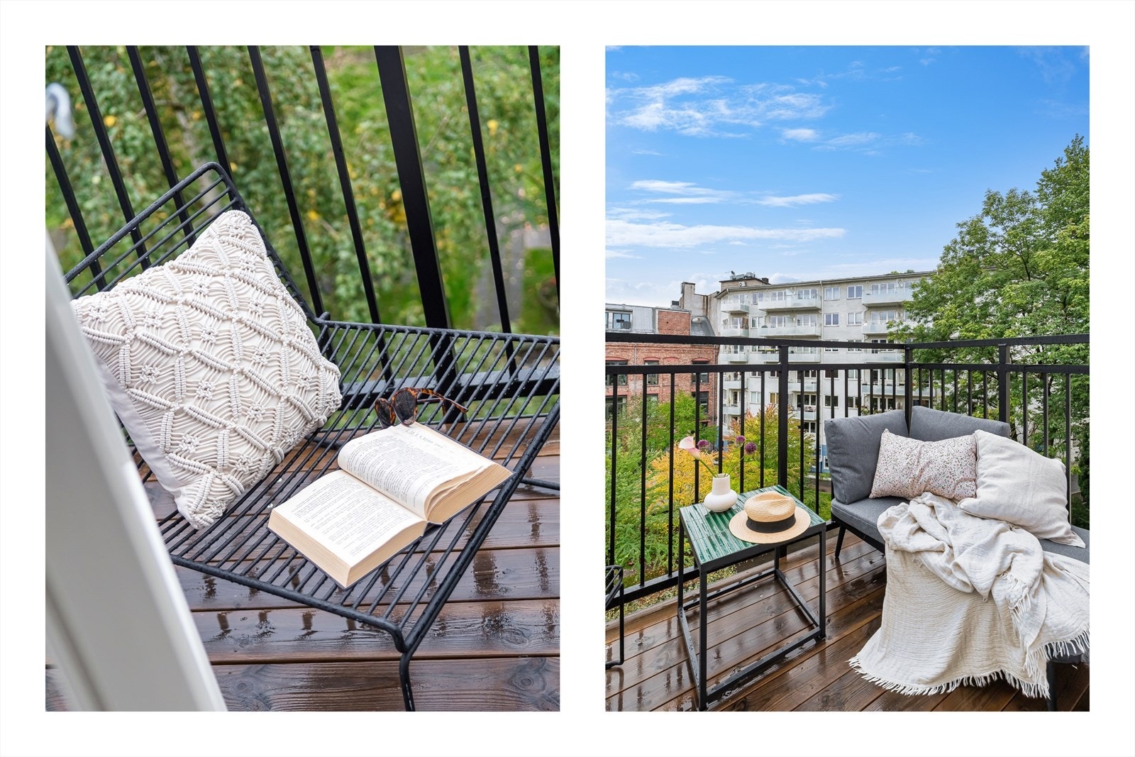 Balkongen blir som et ekstra rom i sommerhalvåret hvor kaffekoppen og måltider kan nytes. Galleribilde