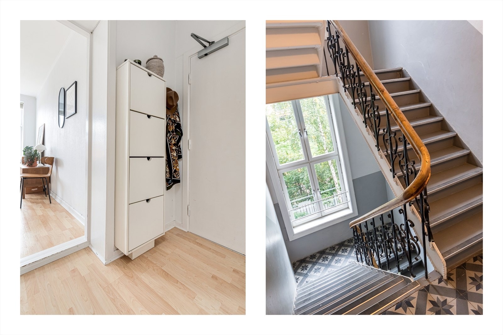 En hyggelig trappegang og entrè ønsker deg velkommen. Her er det plass til oppheng av yttertøy og plassering av sko. Galleribilde