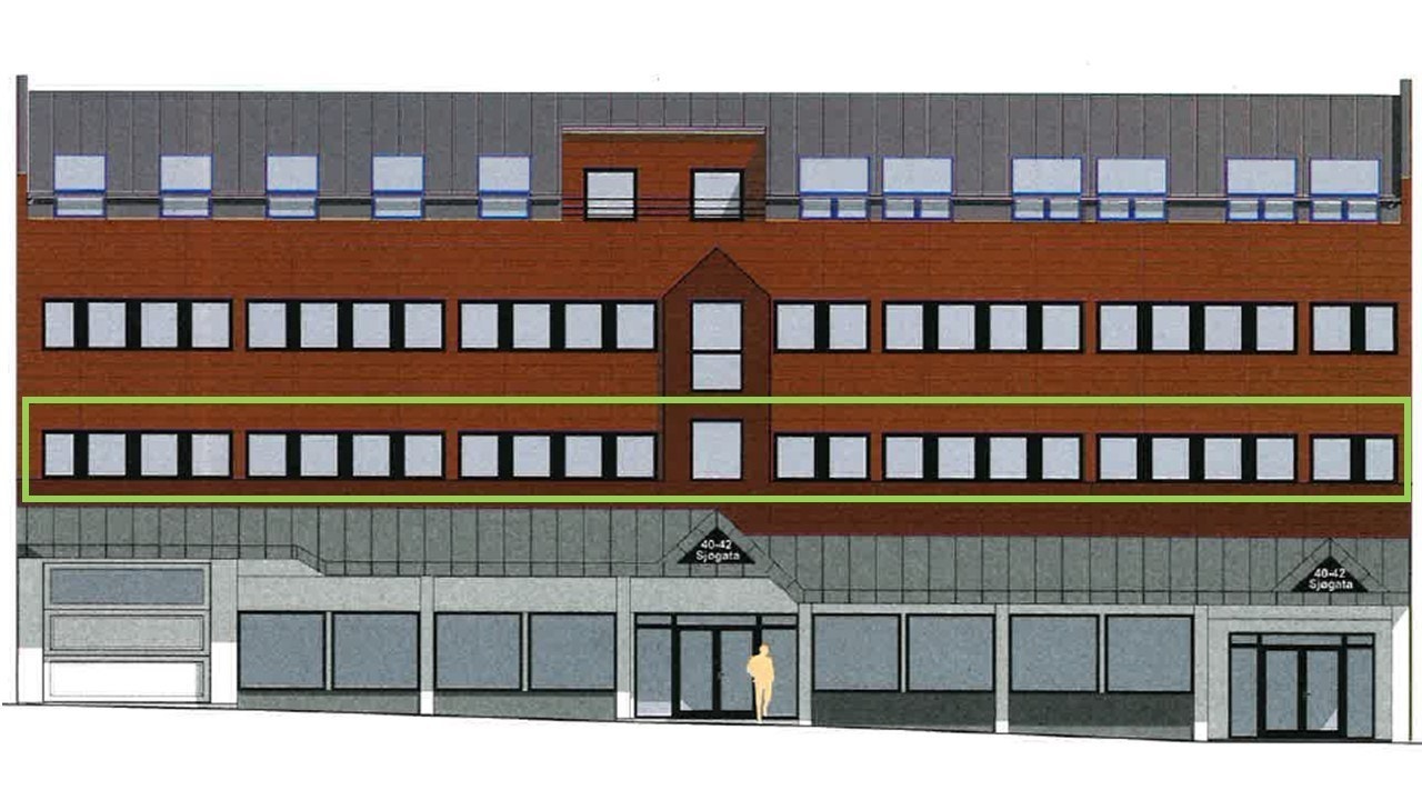 Bygget er oppgradert med bl.a. ny heis og nytt ventilasjonsanlegg. Det planlegges renovering av fasaden inkl nye vinduer.
Ledige lokaler i 2.etg Galleribilde