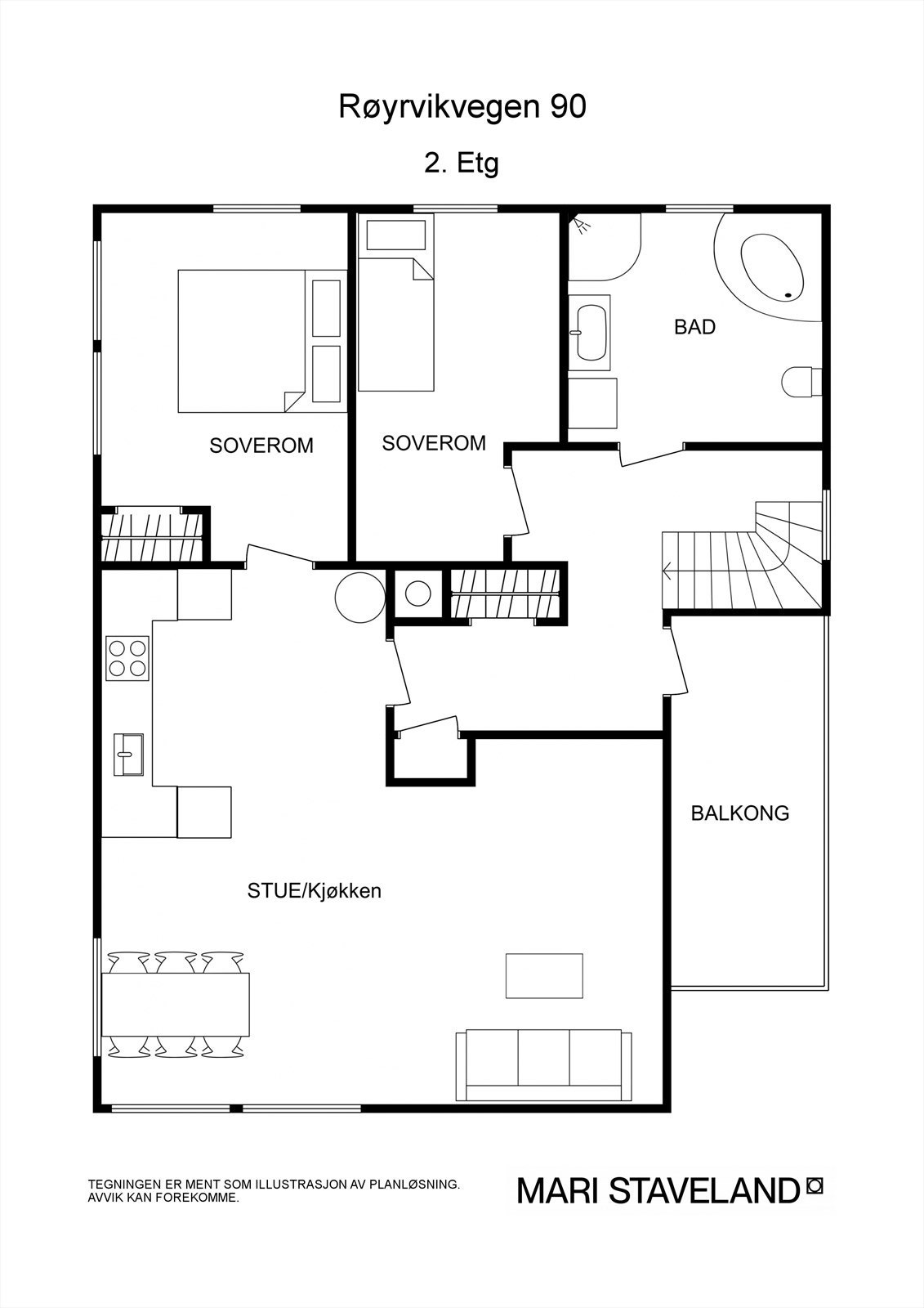 Floorplan letterhead - Røyrvikvegen 90 - 2. Etg - 2D Floor Plan Galleribilde
