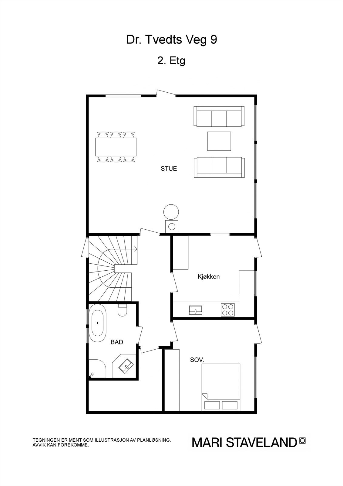 Floorplan letterhead - Dr. Tvedts Veg 9 - 2. Etg - 2D Floor Plan Galleribilde