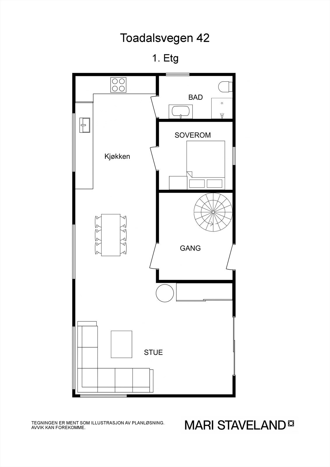 Floorplan letterhead - Toadalsvegen 42 - 1. Etg - 2D Floor Plan Galleribilde