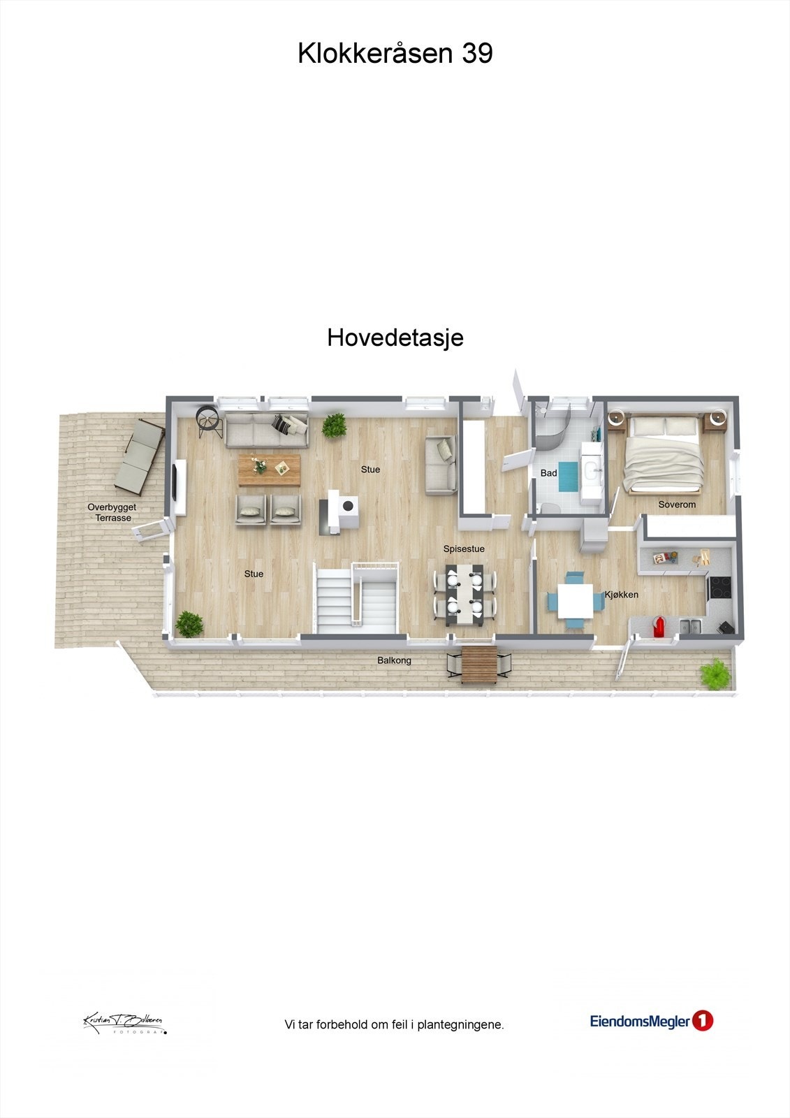 Plantegning hovedetasje Klokkeråsen 39. Galleribilde