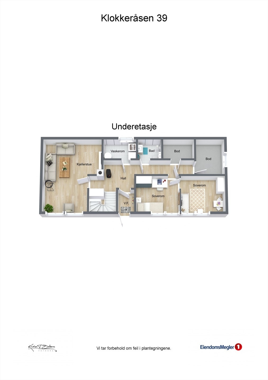 Plantegning underetasje Klokkeråsen 39. Galleribilde