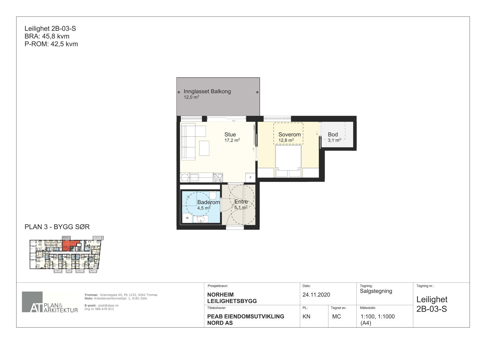 Planskisse leilighet 2B-03-S