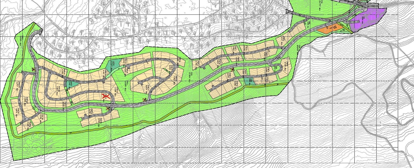 Tomt 2114 - markert med rødt kryss Galleribilde