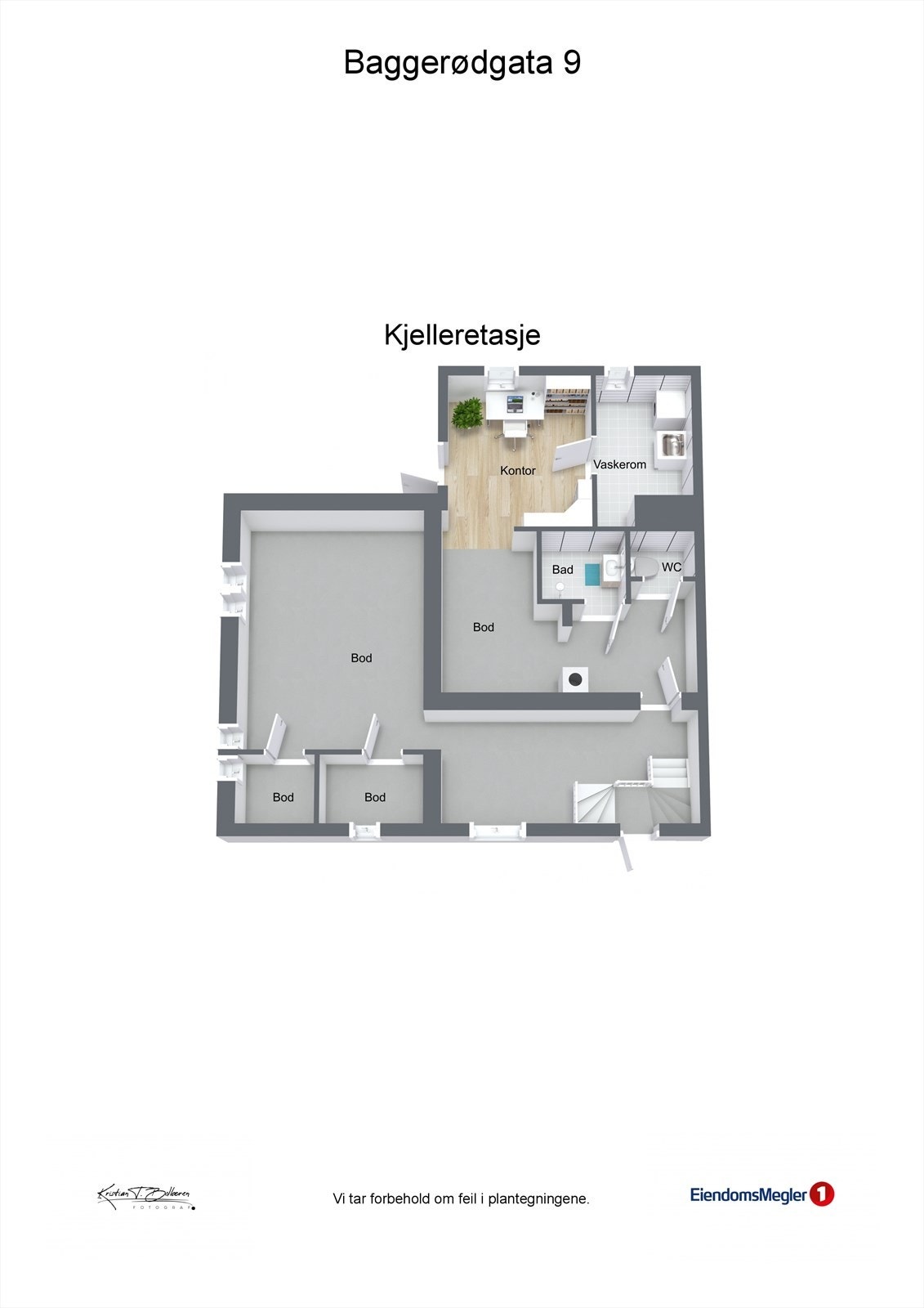 Plantegning kjelleretasje Baggerødgata 9. Galleribilde