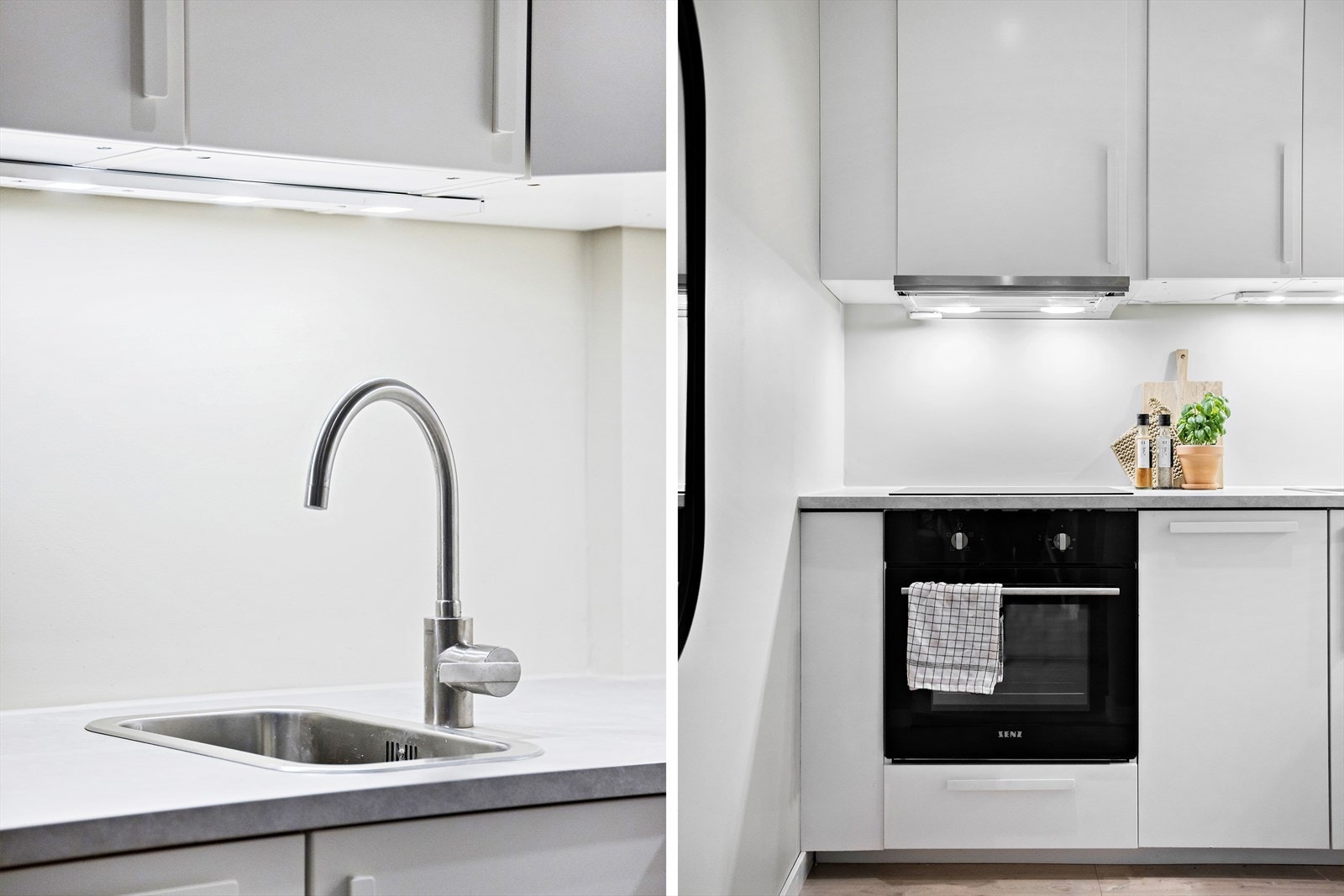 Kjøkkenet byr på godt med skap- og benkeplass Galleribilde