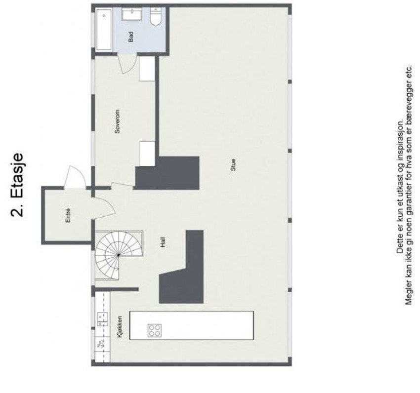 Planskisse 2 etasje - Ingierstrandveien 18 A. Galleribilde