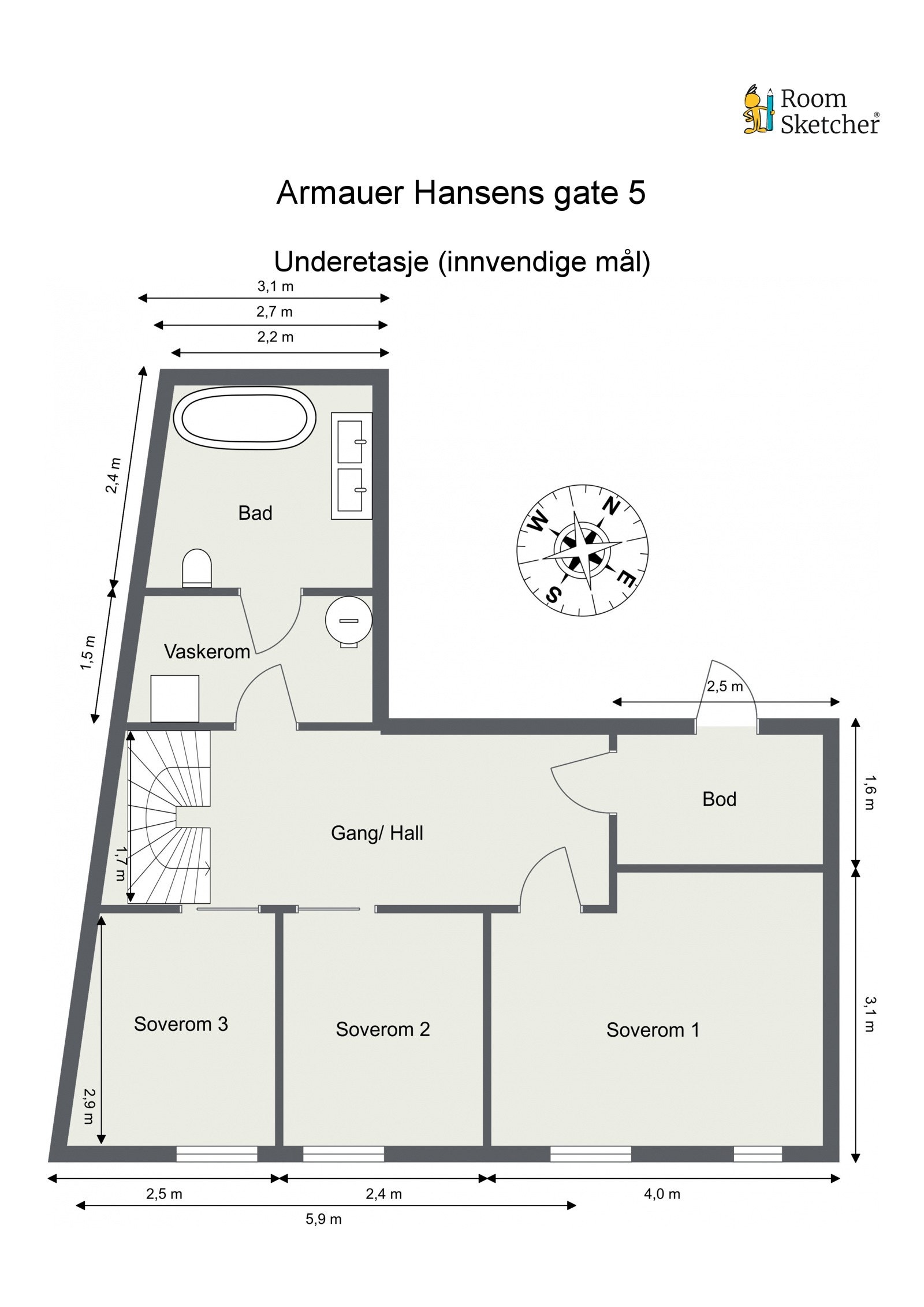 Plantegning - Underetasje. Galleribilde