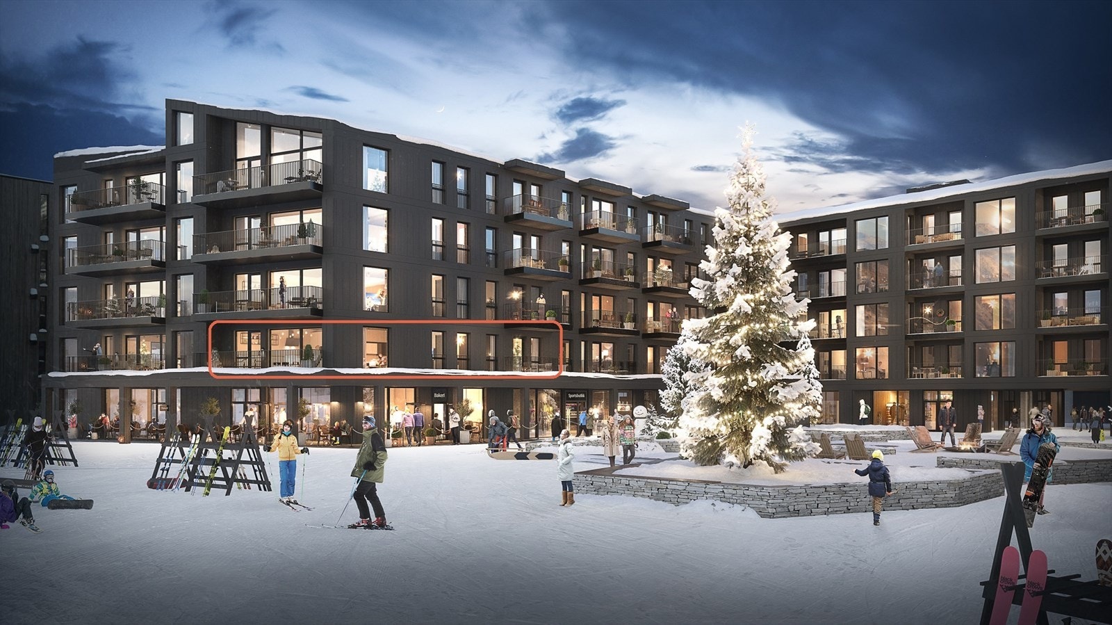 Fjellandsbyen B207 har utsikt mot skianlegget og 2 terrasser. Galleribilde