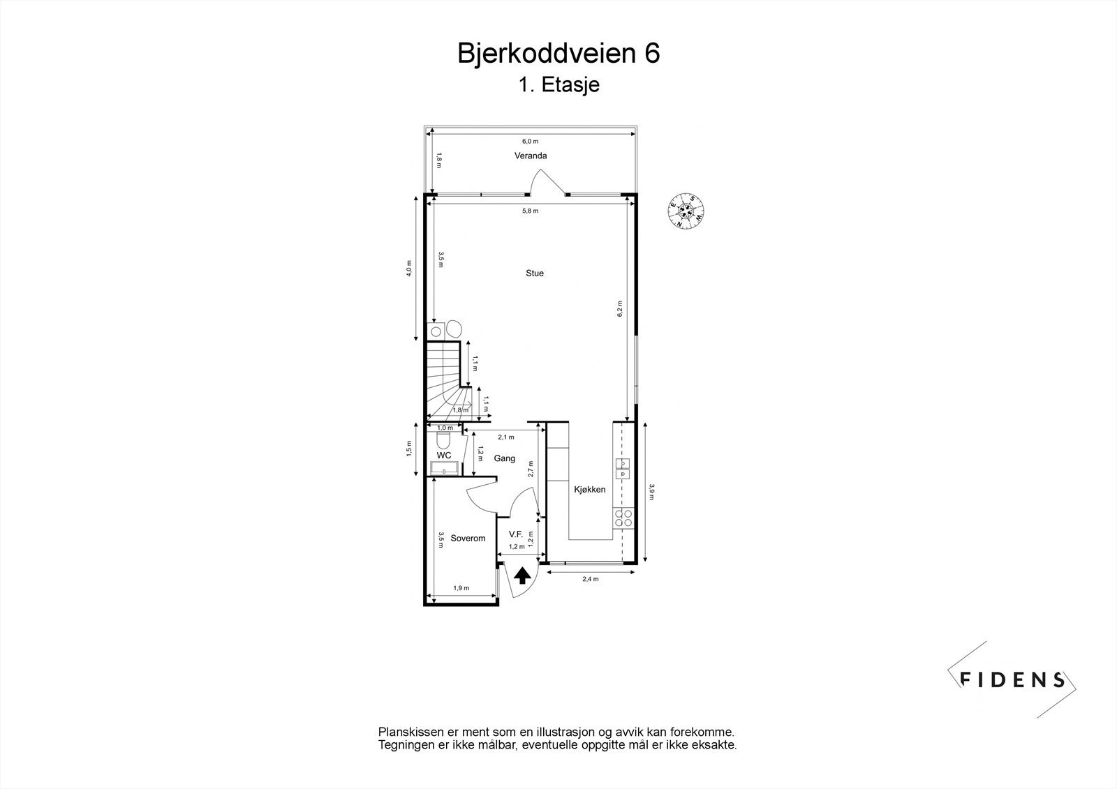 Bjerkoddveien 6 - Plantegning 1. Etasje Galleribilde