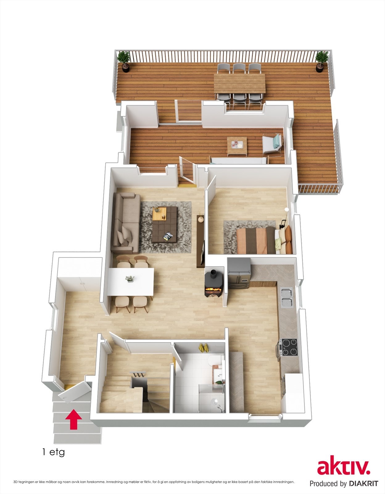 3d plantegning 1.etasje Galleribilde