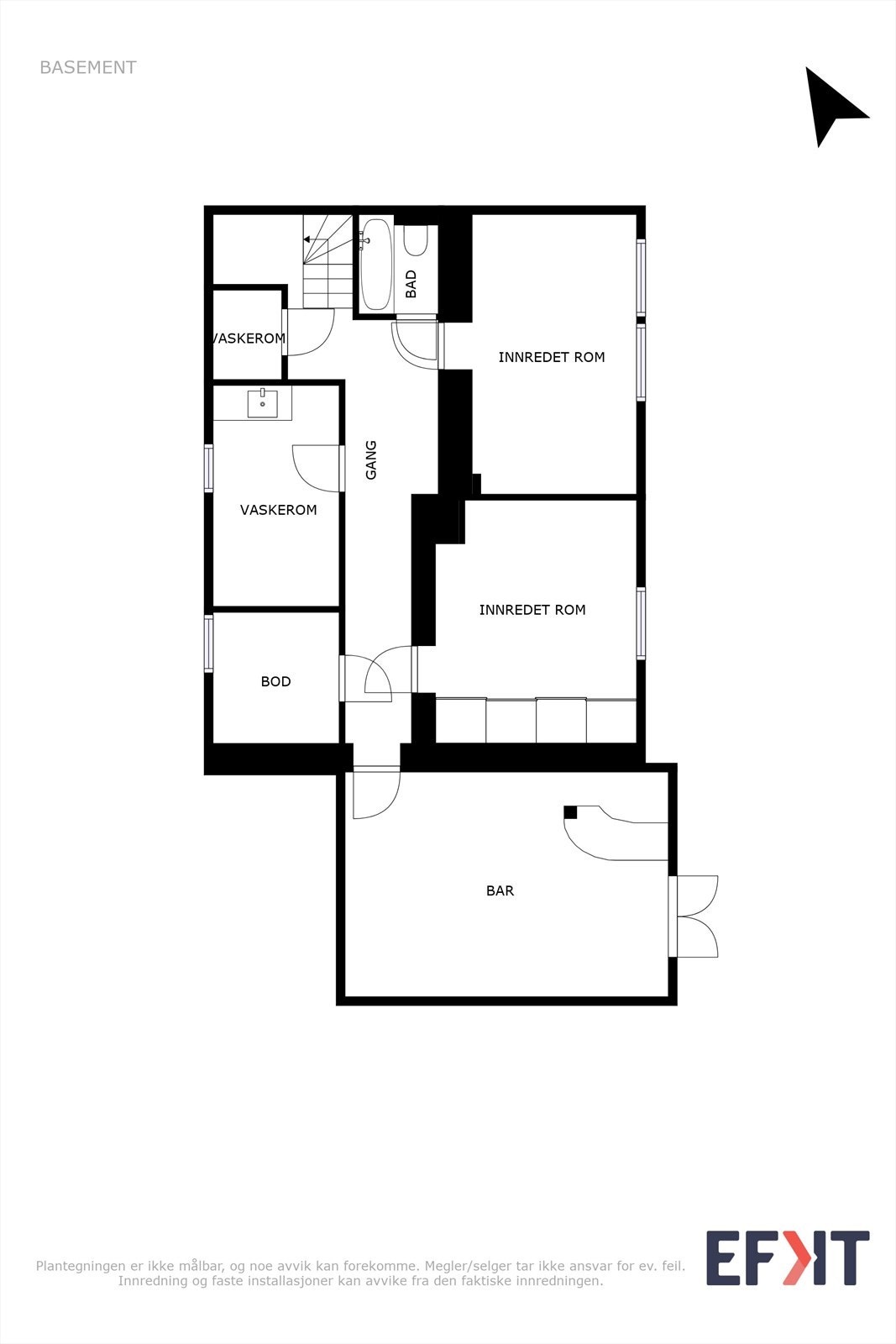 Plantegninger - kjeller - benevning av rom er ut fra dagens bruk Galleribilde
