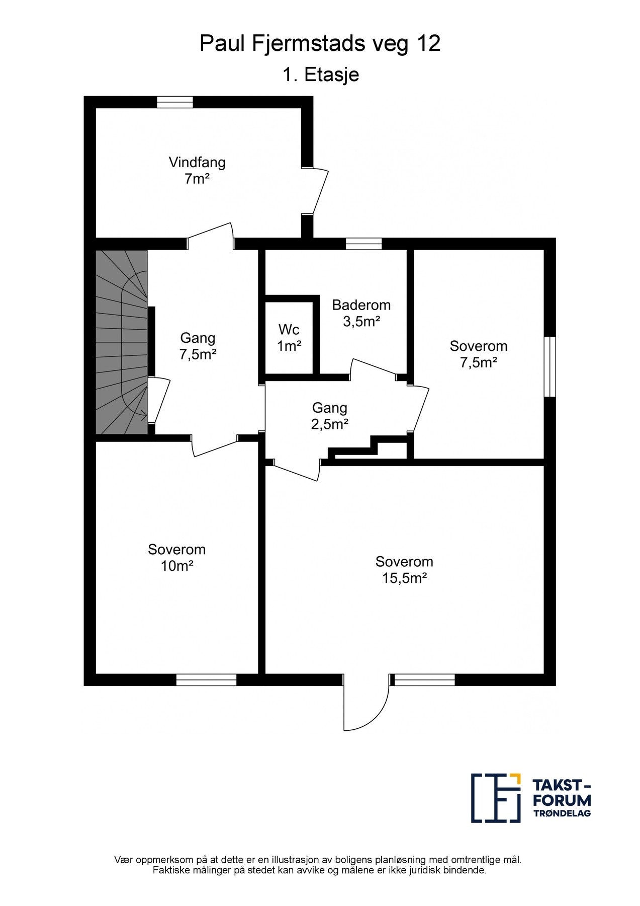 Planskisse 1.etg. med arealer. Galleribilde