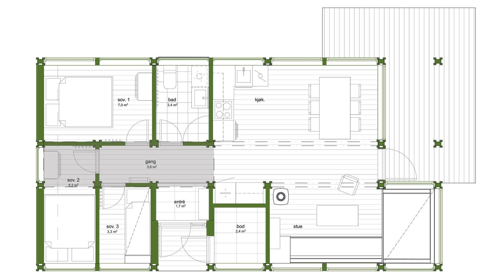 Plantegning av Ålhytta D35, BYA 73 m2 Galleribilde