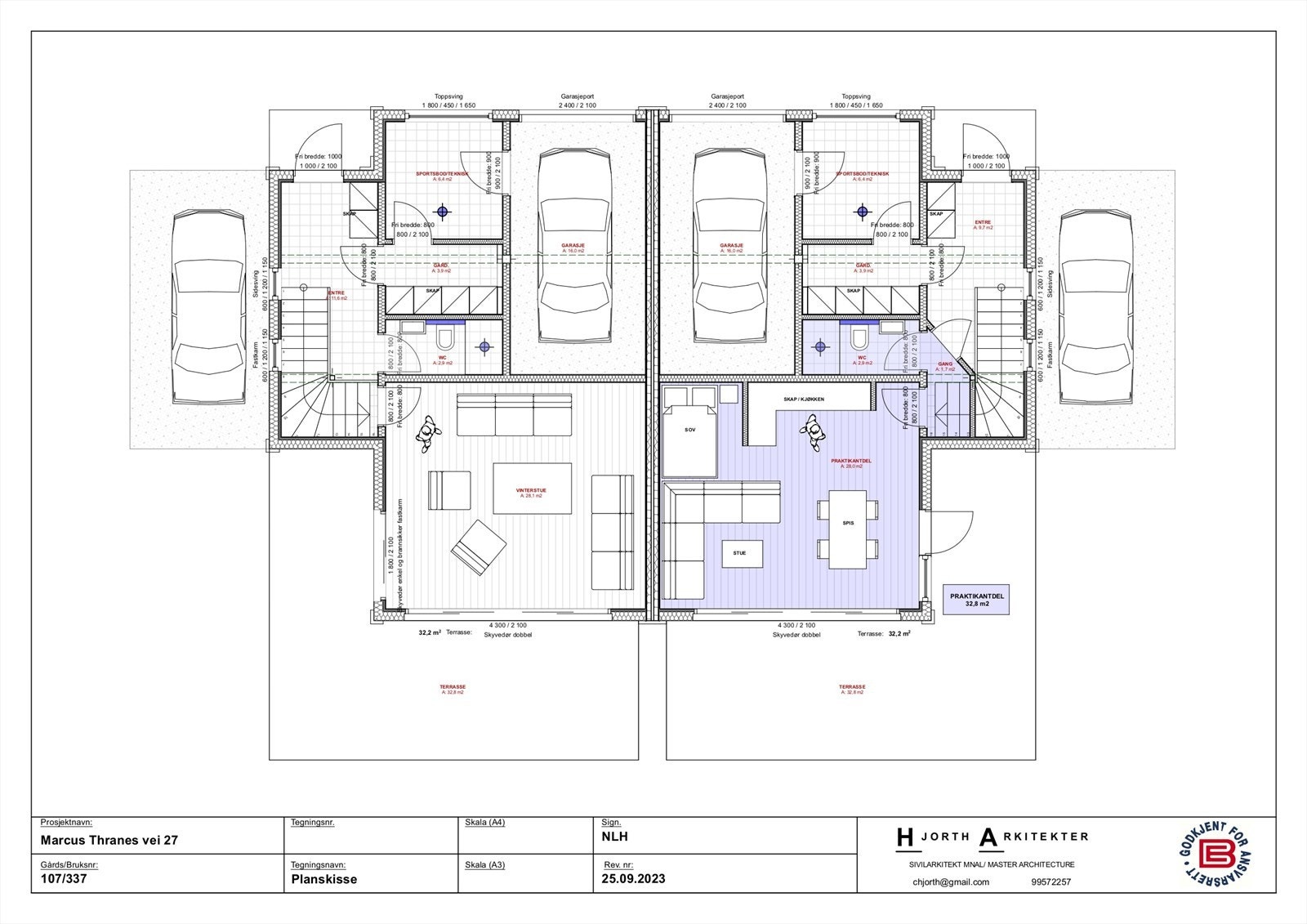 Plantegning 1 etg. med praktikantdel Galleribilde