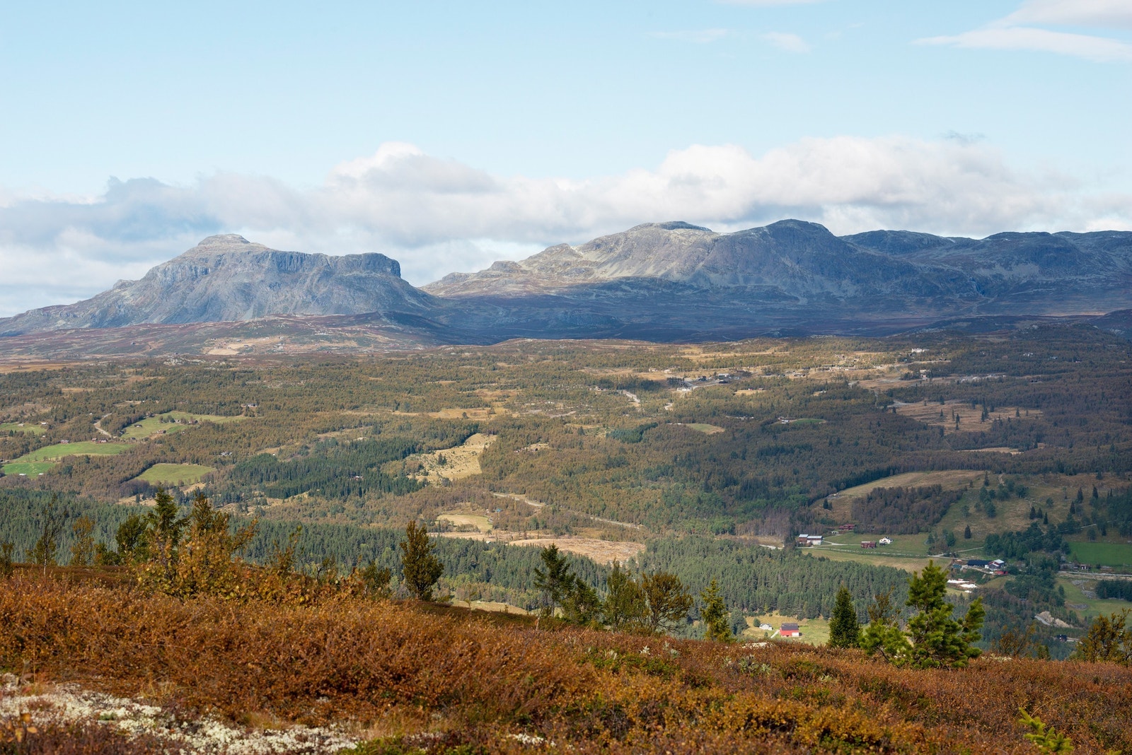 Hyttefeltet midt i bildet - mot Lauvdalsbrea og Blåbergi. Galleribilde