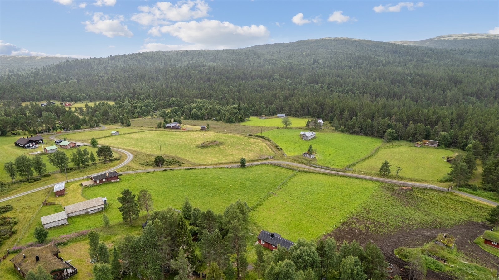 Områdebilde. Hytta ses nederst i bildet. Galleribilde
