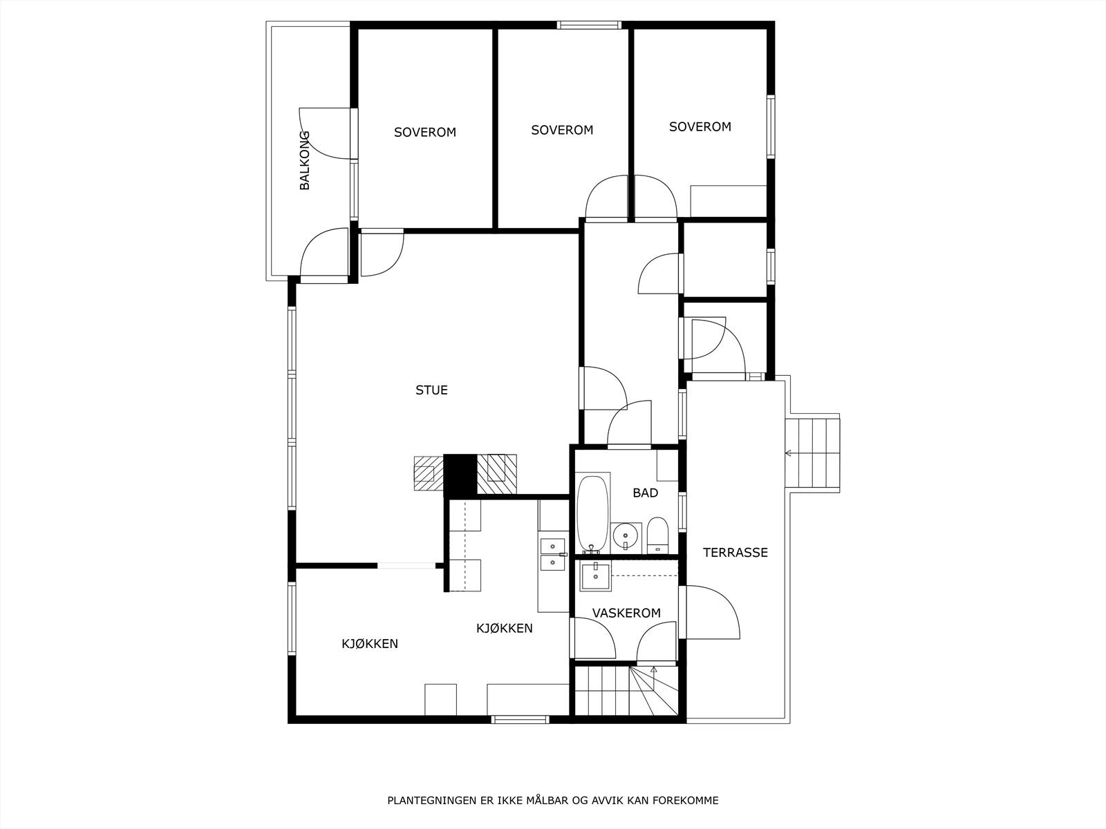 Omvisningen starter i hovedetasjen. Her er 3 soverom, kjøkken, stue, vaskerom, bad, vindfang, gang og bod. Samt en balkong i front. Galleribilde