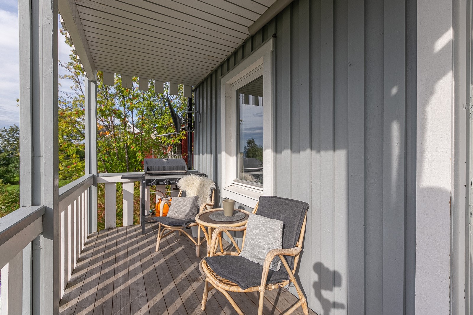 Overbygd veranda med utgang fra stue. Galleribilde