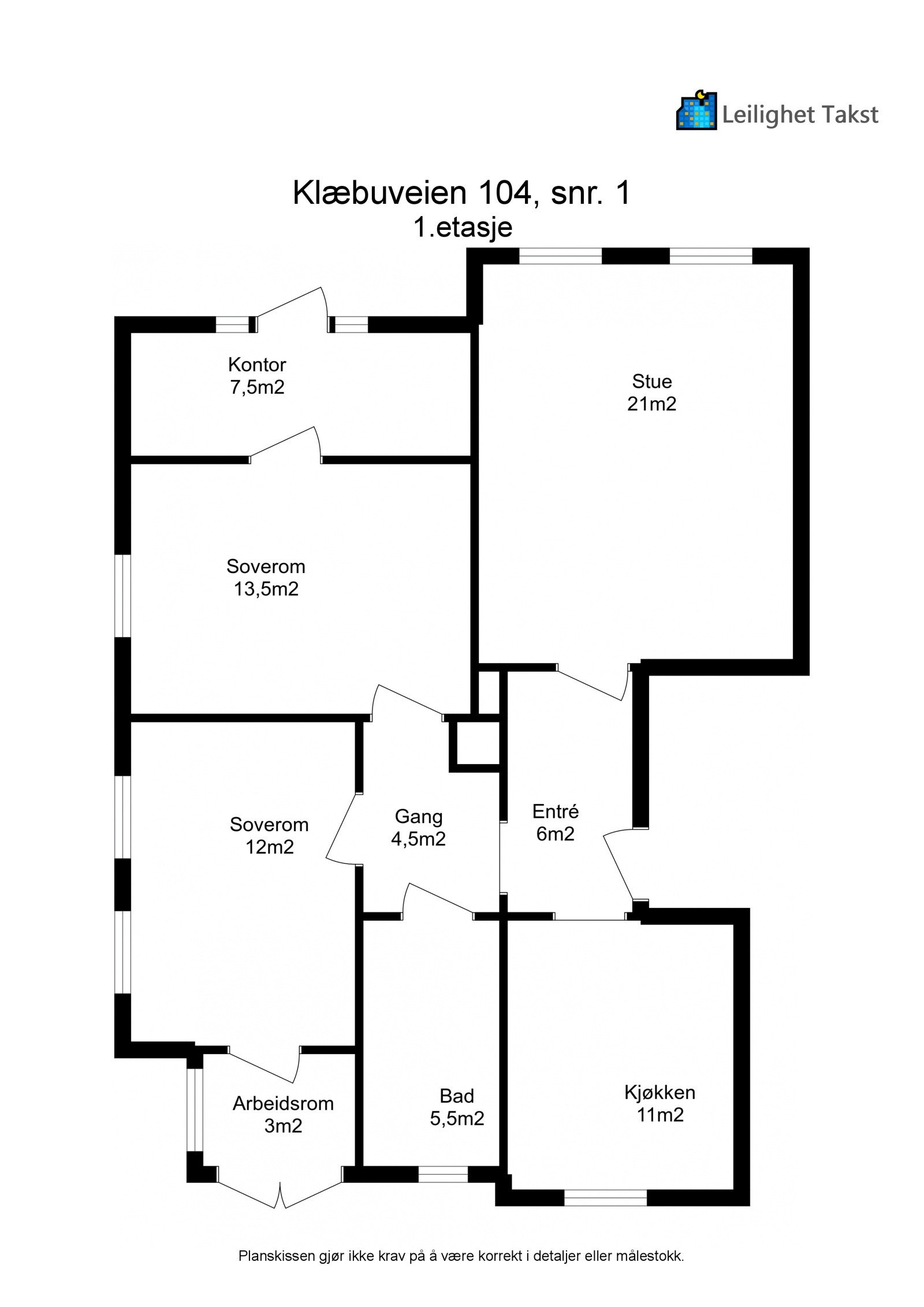 Floorplan letterhead - Klæbuveien 104, snr. 1 - 1.etasje - 2D Floor Plan Galleribilde