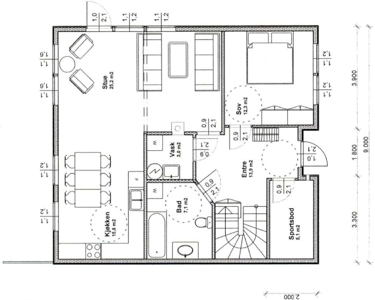 Plantegning 1. etasje Galleribilde