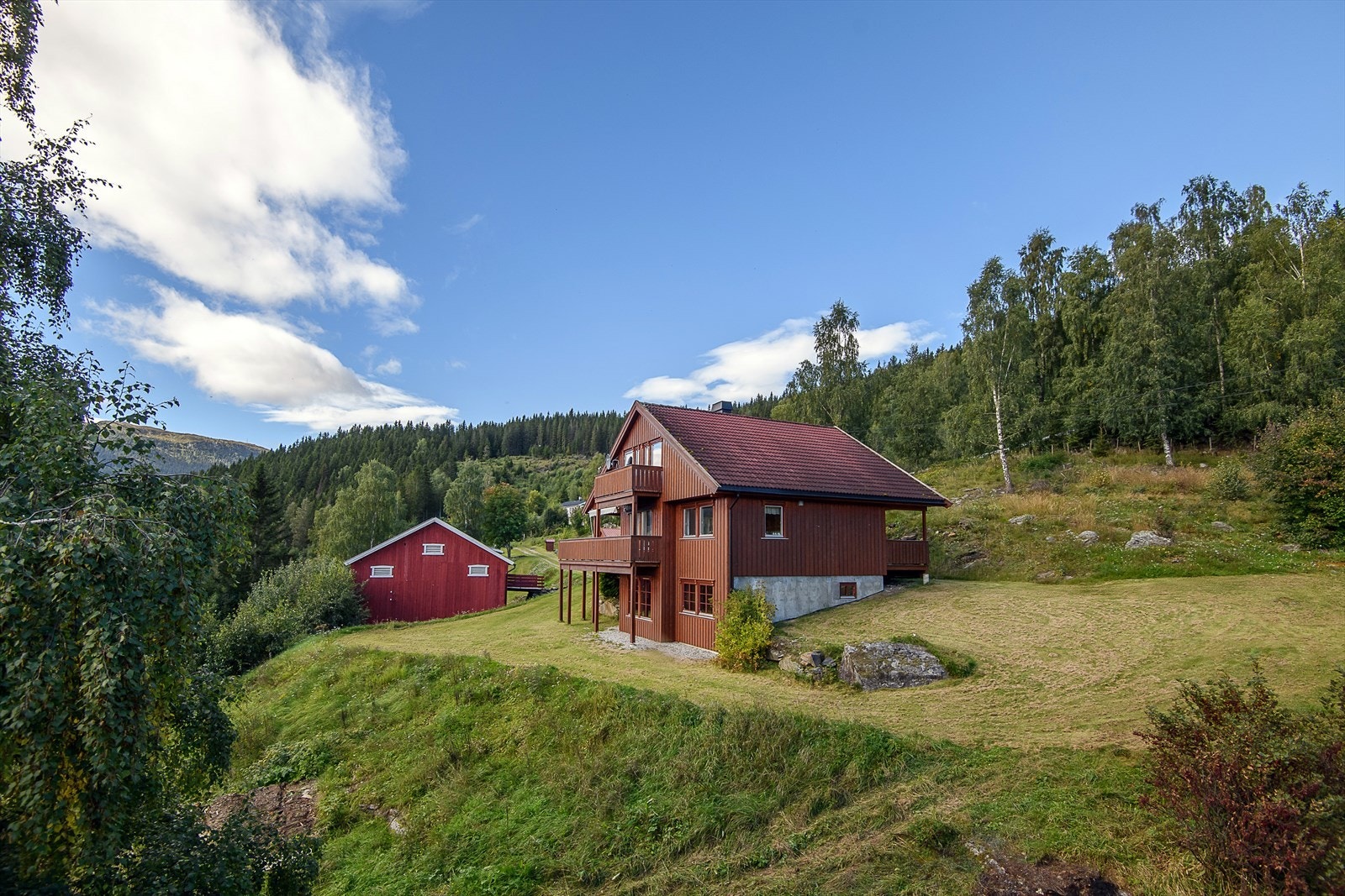 Lett skrånet tomt rund boligen. Galleribilde