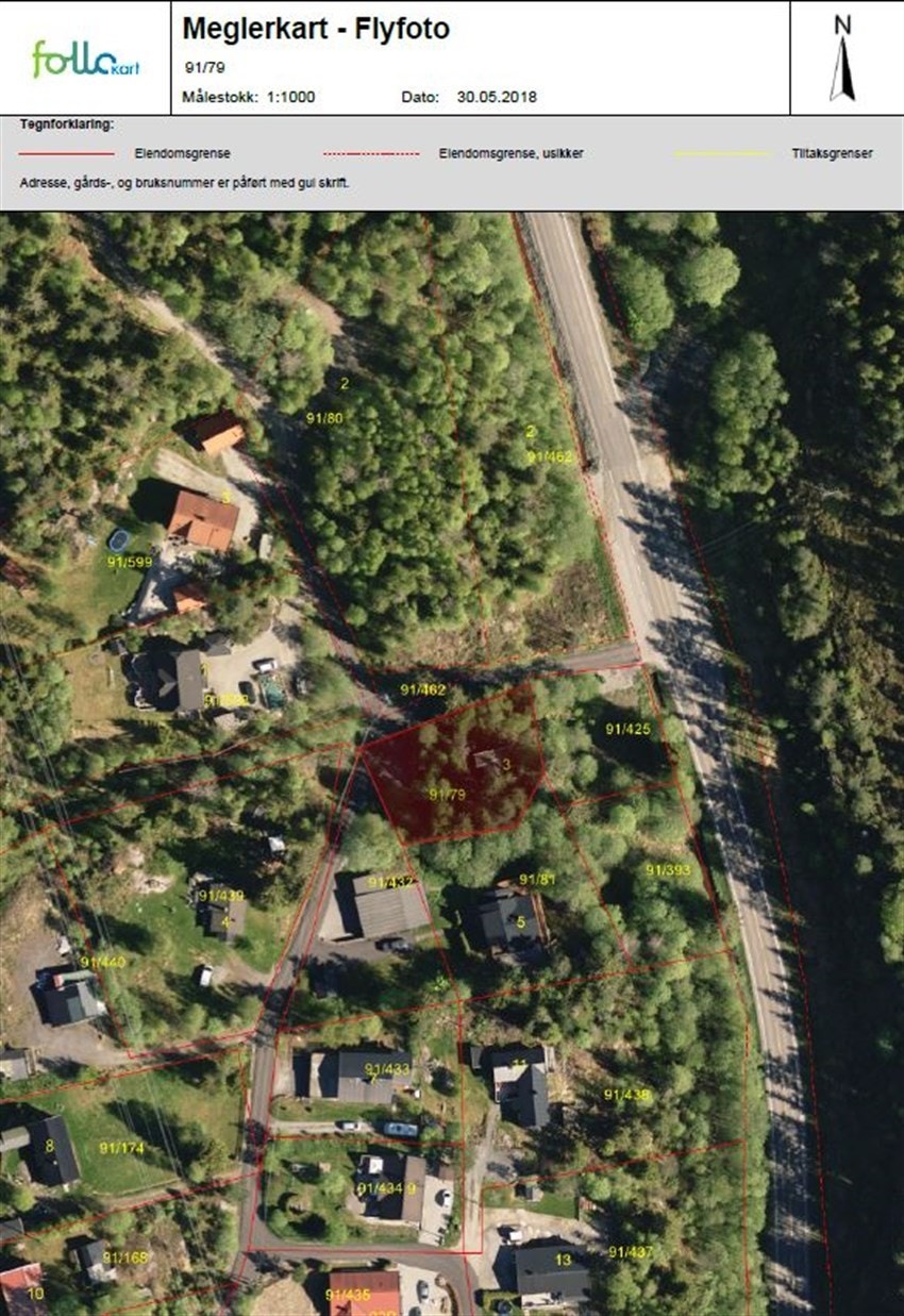 Flyfoto med Gnr. og Bnr. Galleribilde