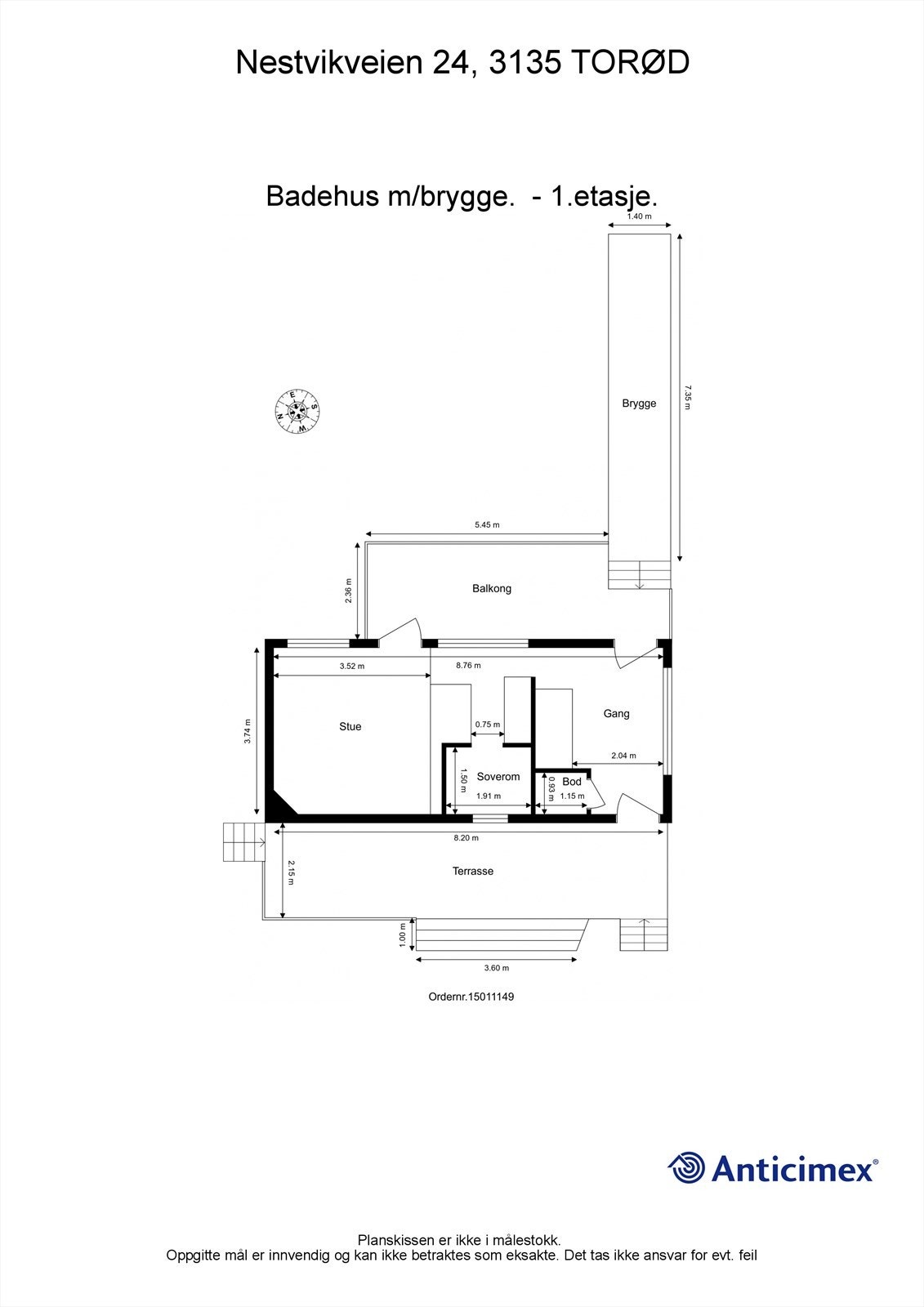 Plantegning badehus med brygge. Galleribilde