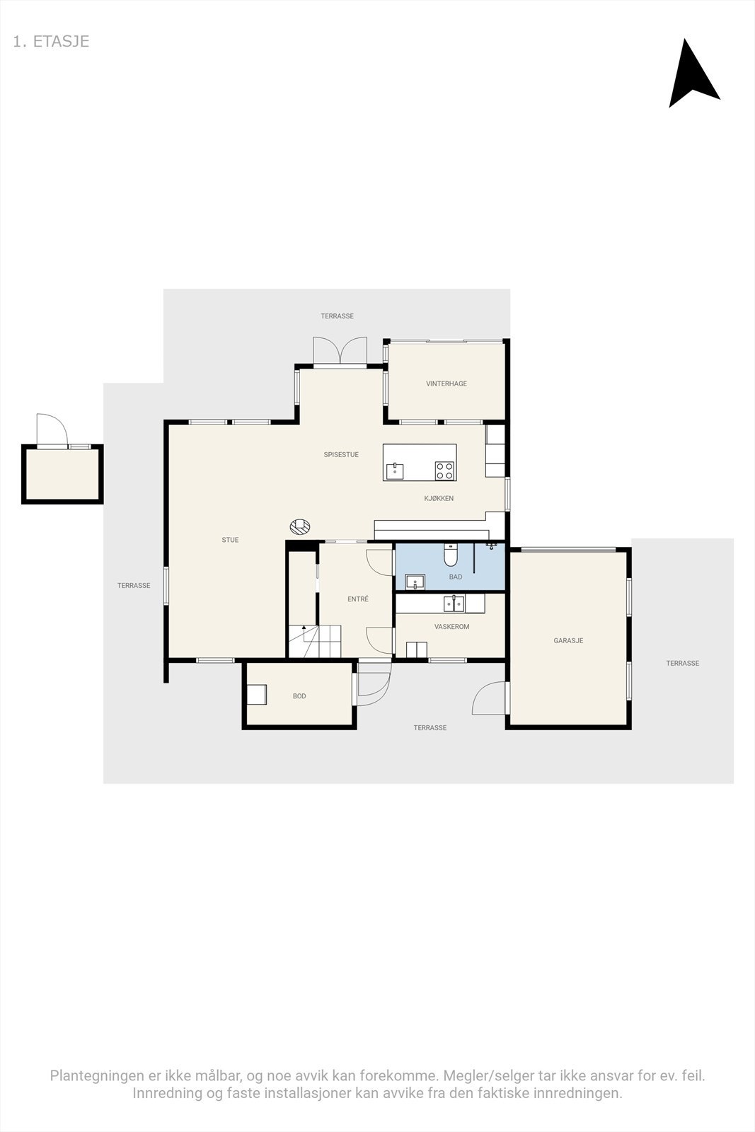 Plantegning 1. etasje Galleribilde