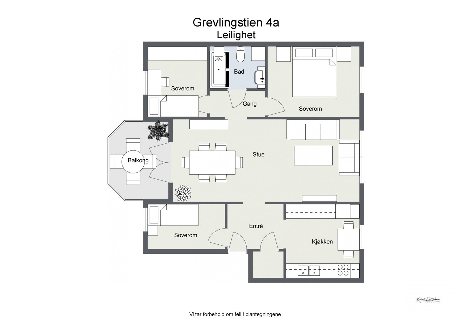 Grevlingstien 4a - 2D plantegning Galleribilde