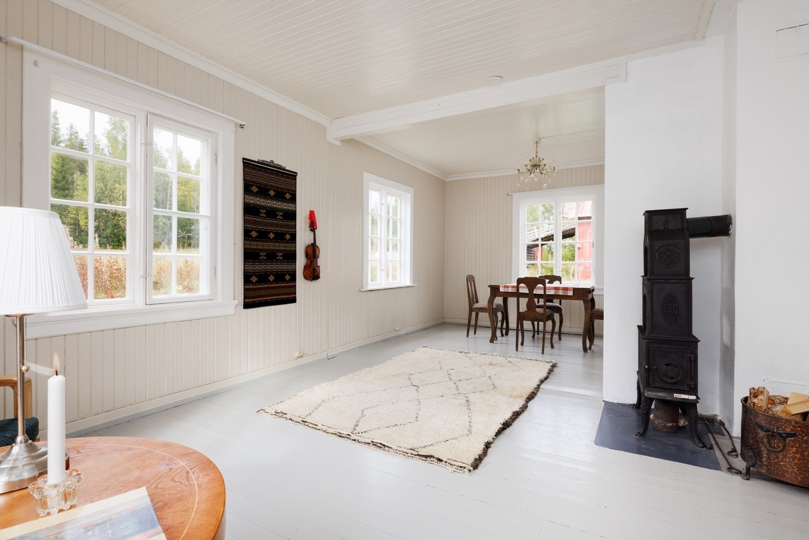 Oppvarming med blant annet vedfyring. Galleribilde