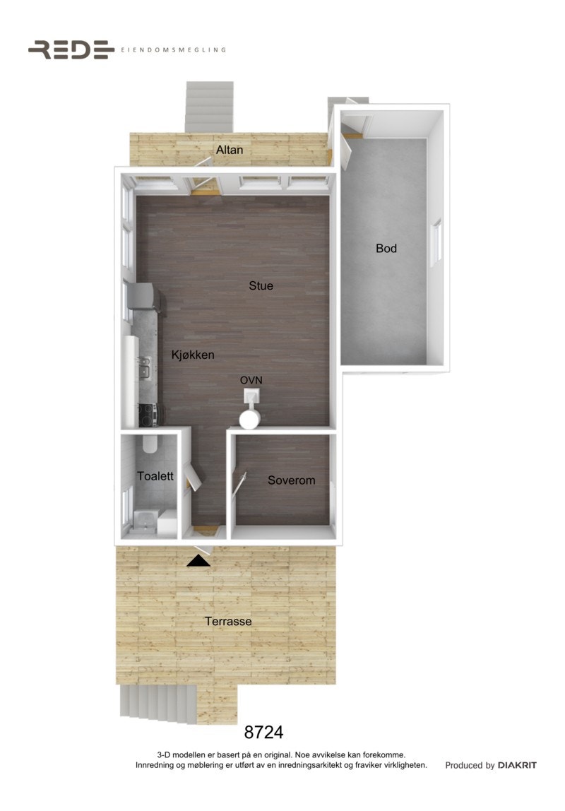3D planillustrasjon av 1.etasje hovedplan Galleribilde