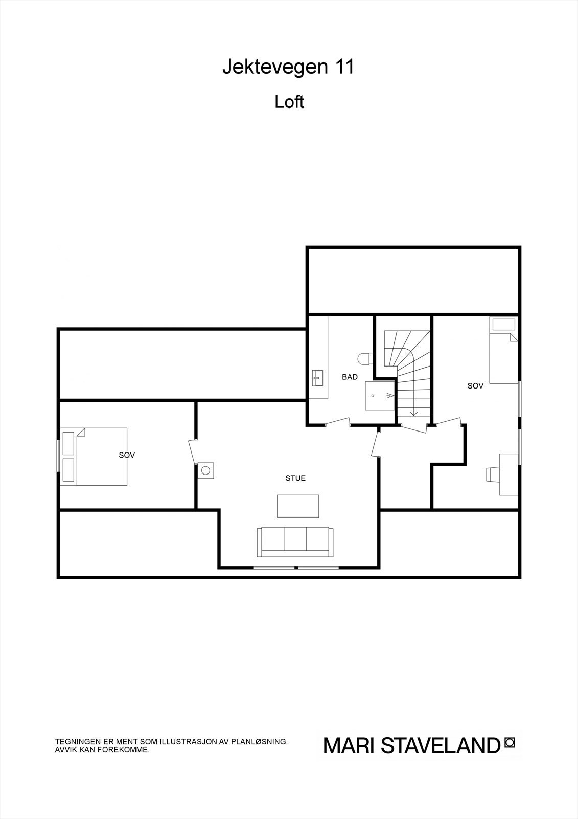 Floorplan letterhead - Jektevegen 11 - Loft - 2D Floor Plan Galleribilde